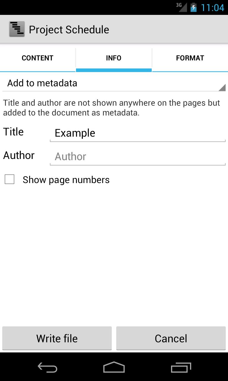Project Schedule - PDF Export