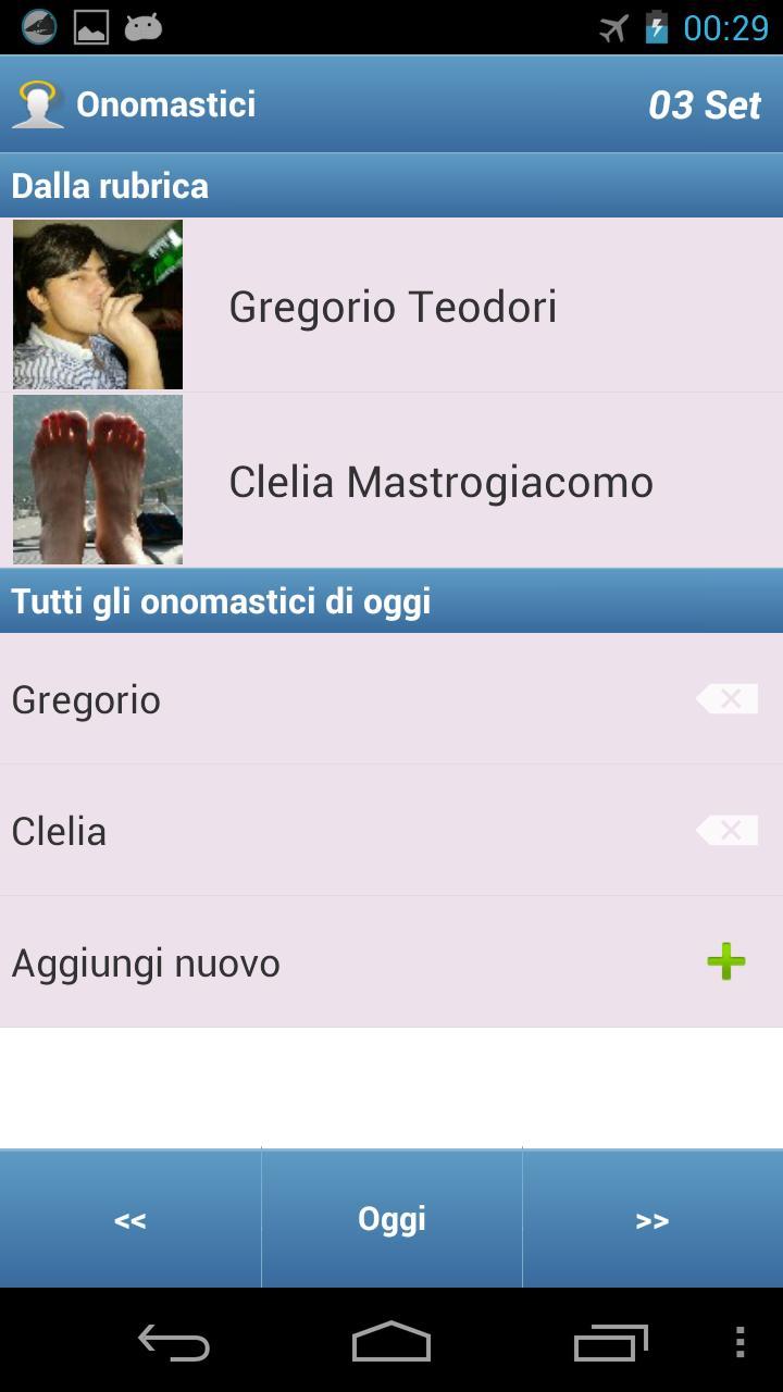 Onomastici Widget