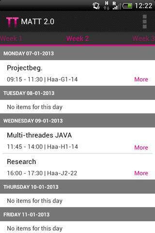 TimeTables - Inholland (MATT2)
