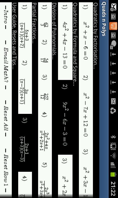 Quadratics & Partial Fractions
