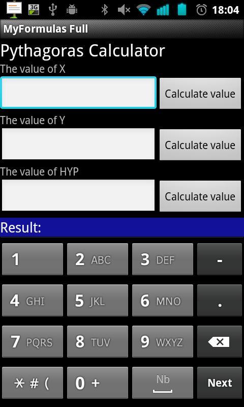 myFormulas (BMI, Pythagoras..)