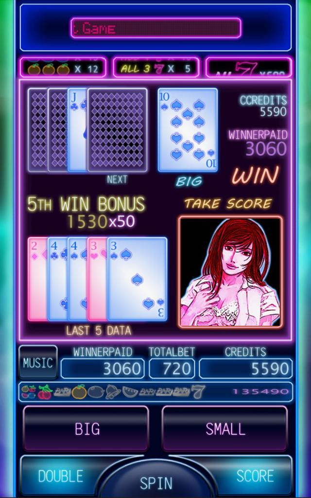 777 Fruit Neon Slot Machine Cherry Master