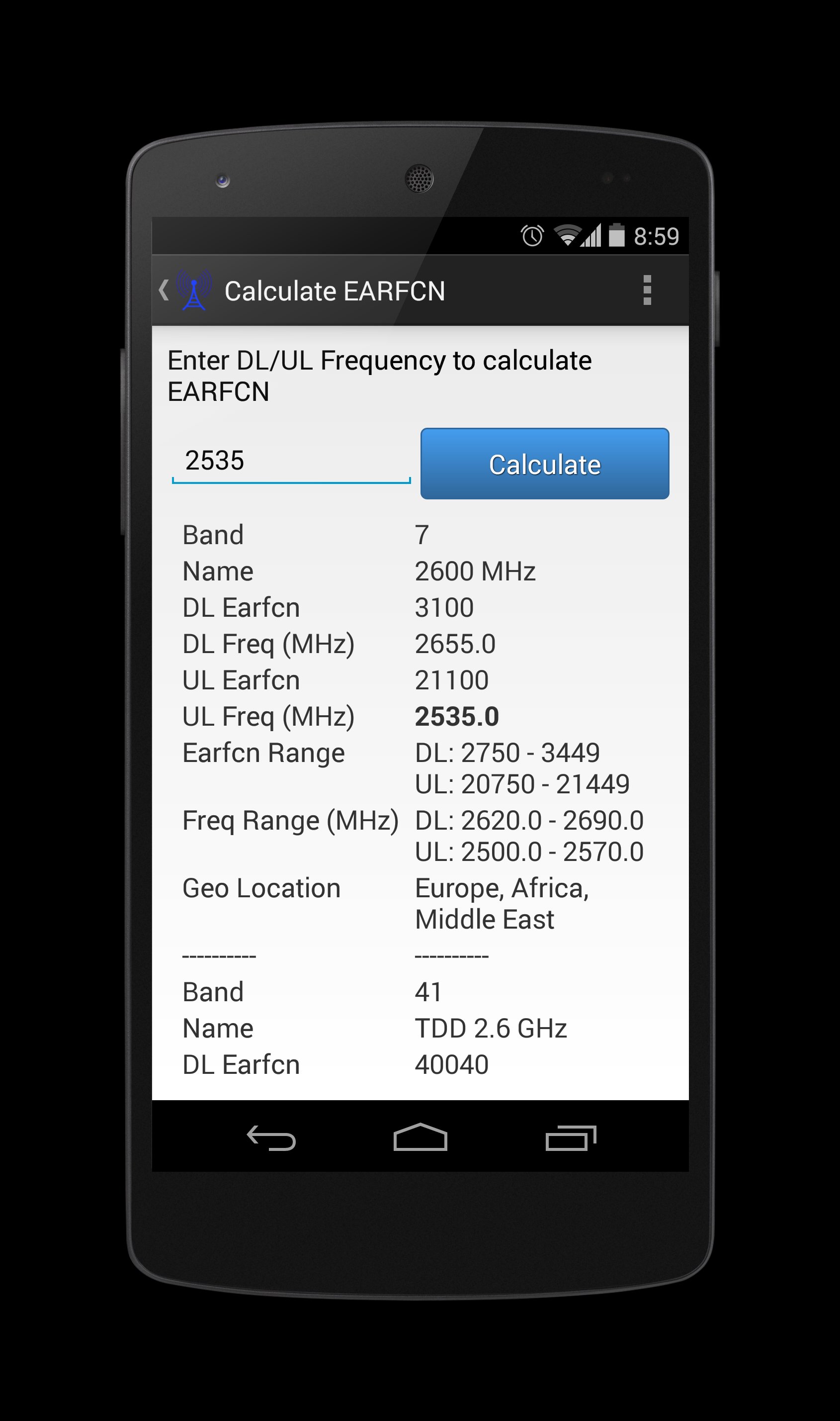 EARFCN Calculator