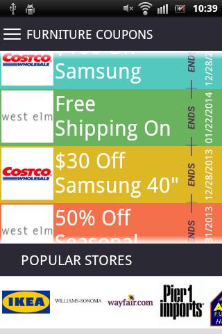 Furniture coupons