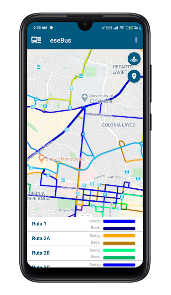 EseBus: Ruta de buses SV
