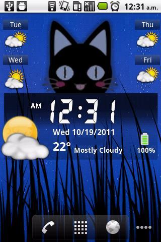 Cat Clock & Weather Forecast
