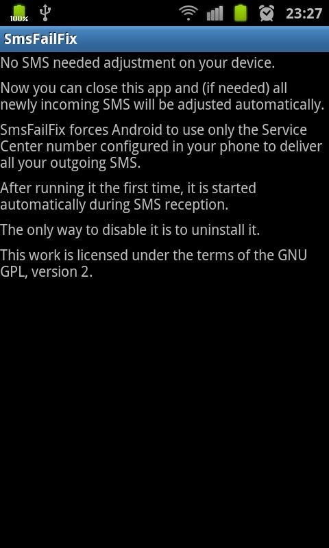 SMS Fail Fix